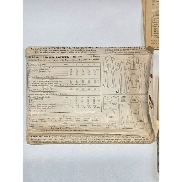 Vintage McCalls Sewing Patterns 50s-60s Mid Century Fashion Size 12 Cut Complete - Picture 3 of 7